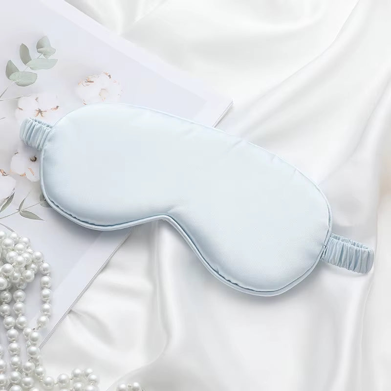 Wholesale Custom Logo Blackout Satin Sleep Eye Mask Travel Adjustable Unisex Soft Silk Blindfold for Men Women Sleep Aid