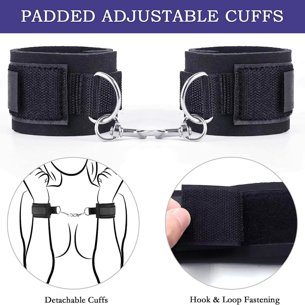 Adjustable Leg Straps Handcuffs Sex Bondage Kit Wrist and Thigh Cuffs BDSM Restraints Set for Couple Beginner SM Game Play