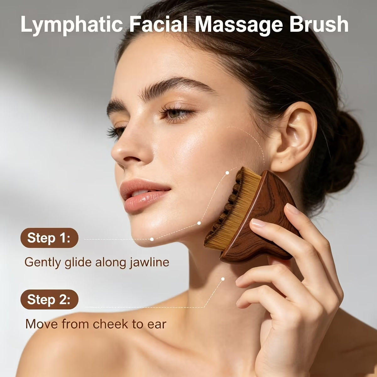 2 brosses de massage lymphatique pour le visage en bois – Poils doux