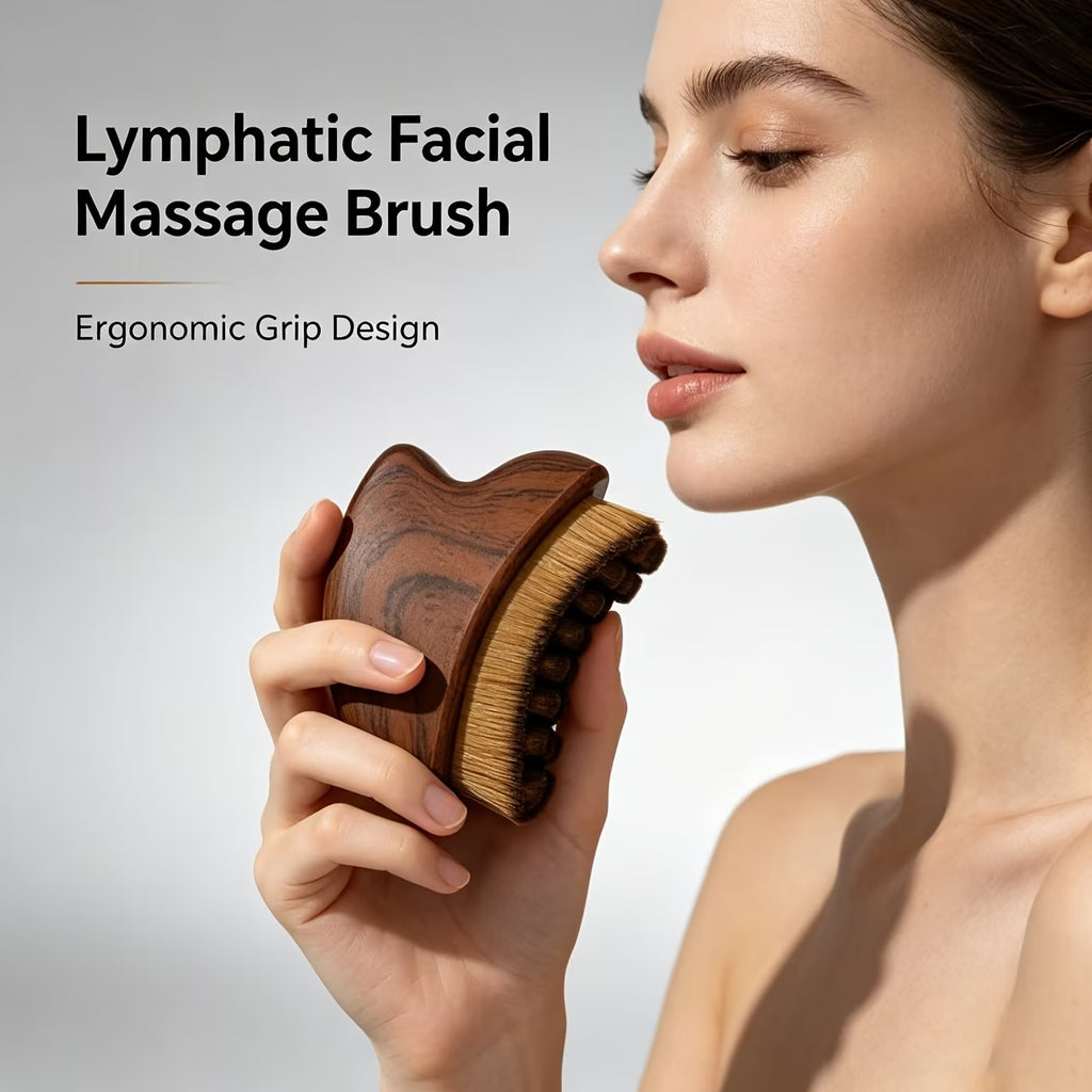 2 brosses de massage lymphatique pour le visage en bois – Poils doux