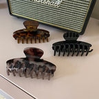 3 grandes pinces à cheveux écaille de tortue – Noir et brun