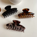3 grandes pinces à cheveux écaille de tortue – Noir et brun
