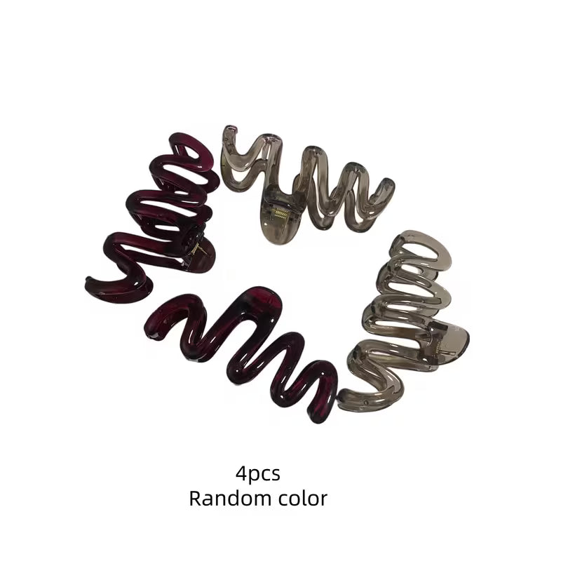 4 pinces à cheveux vagues style coréen – Coloris assortis