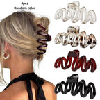 4 pinces à cheveux vagues style coréen – Coloris assortis