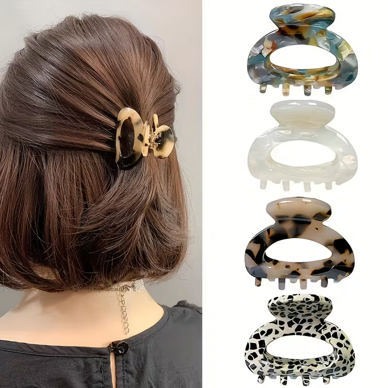 4 petites pinces à cheveux ovales élégantes – Motif marbré