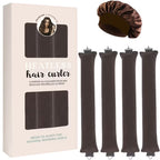 4 bigoudis sans chaleur en satin café et bonnet en satin, avec leur boîte