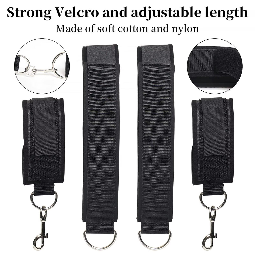 Adjustable Leg Straps Handcuffs Sex Bondage Kit Wrist and Thigh Cuffs BDSM Restraints Set for Couple Beginner SM Game Play
