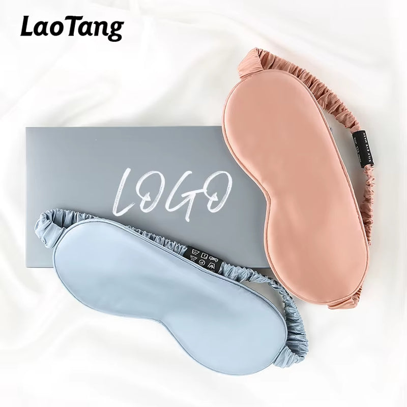 Wholesale Custom Logo Blackout Satin Sleep Eye Mask Travel Adjustable Unisex Soft Silk Blindfold for Men Women Sleep Aid