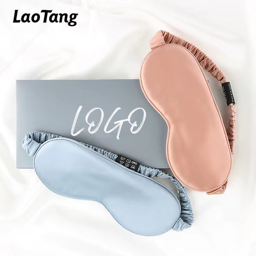 Wholesale Custom Logo Blackout Satin Sleep Eye Mask Travel Adjustable Unisex Soft Silk Blindfold for Men Women Sleep Aid