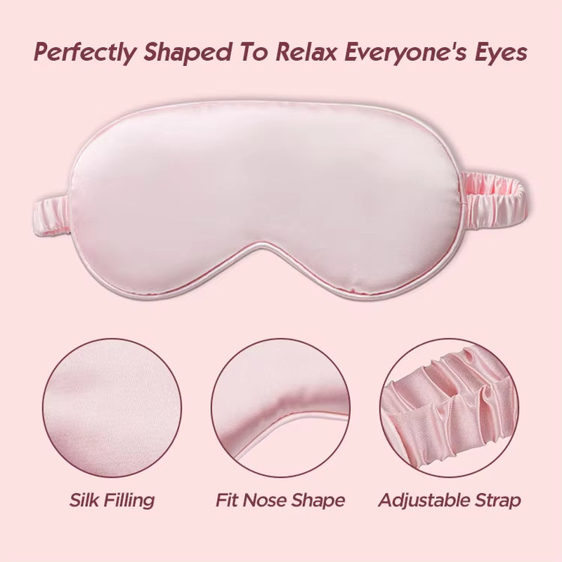 Wholesale Custom Logo Blackout Satin Sleep Eye Mask Travel Adjustable Unisex Soft Silk Blindfold for Men Women Sleep Aid