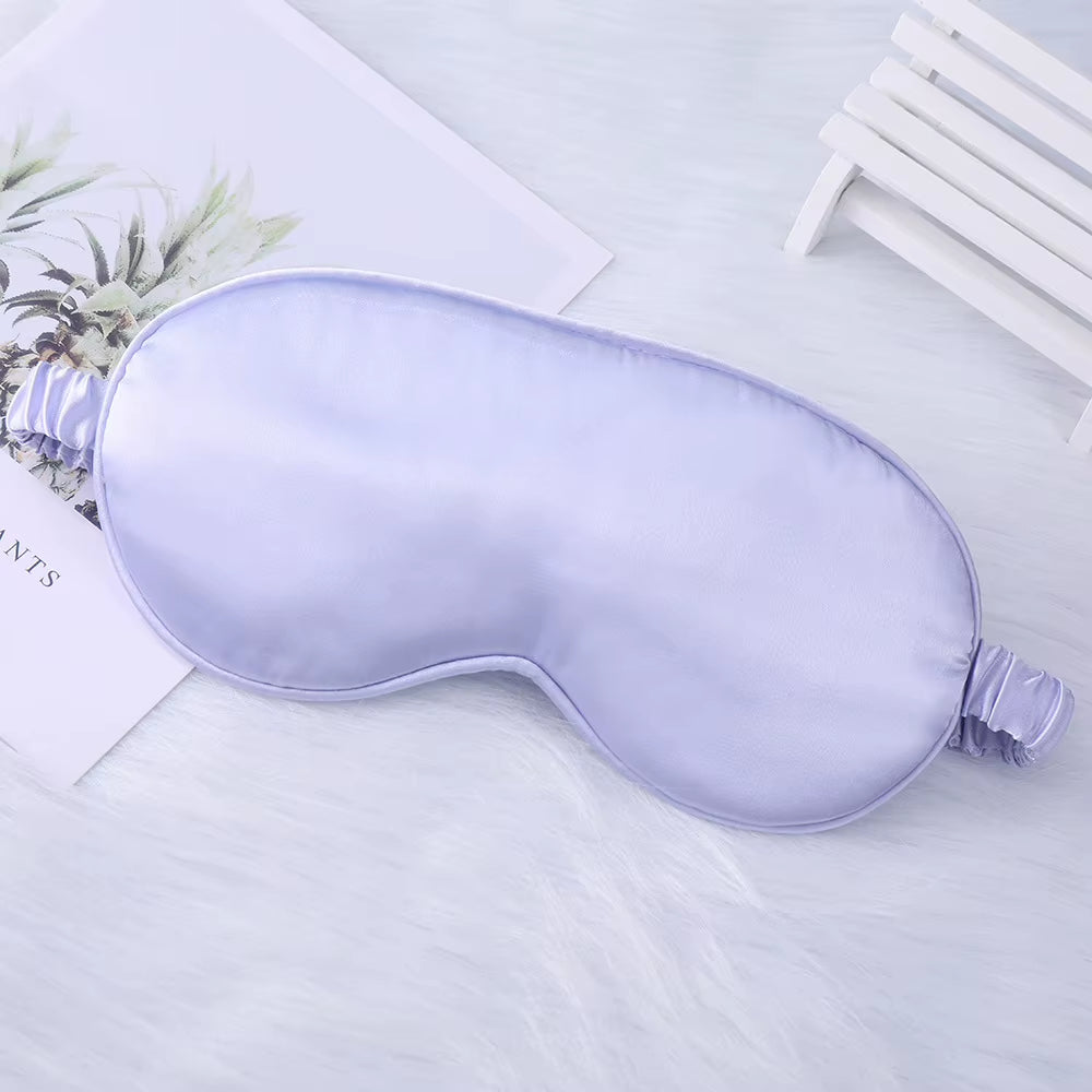 Wholesale Custom Logo Blackout Satin Sleep Eye Mask Travel Adjustable Unisex Soft Silk Blindfold for Men Women Sleep Aid