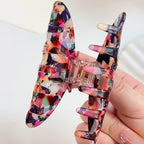 Grande pince à cheveux courbée bohème – Motif multicolore
