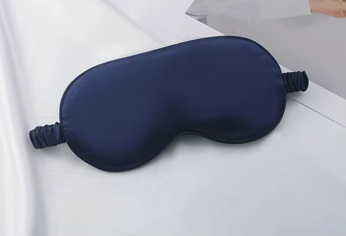 Wholesale Custom Logo Blackout Satin Sleep Eye Mask Travel Adjustable Unisex Soft Silk Blindfold for Men Women Sleep Aid
