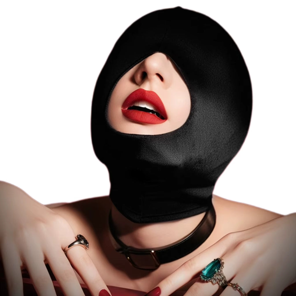 Wholesale Adult SM Sensory Hood Black Full Coverage Mask Single Mouth and Double Eye Opening Styles for BDSM Games