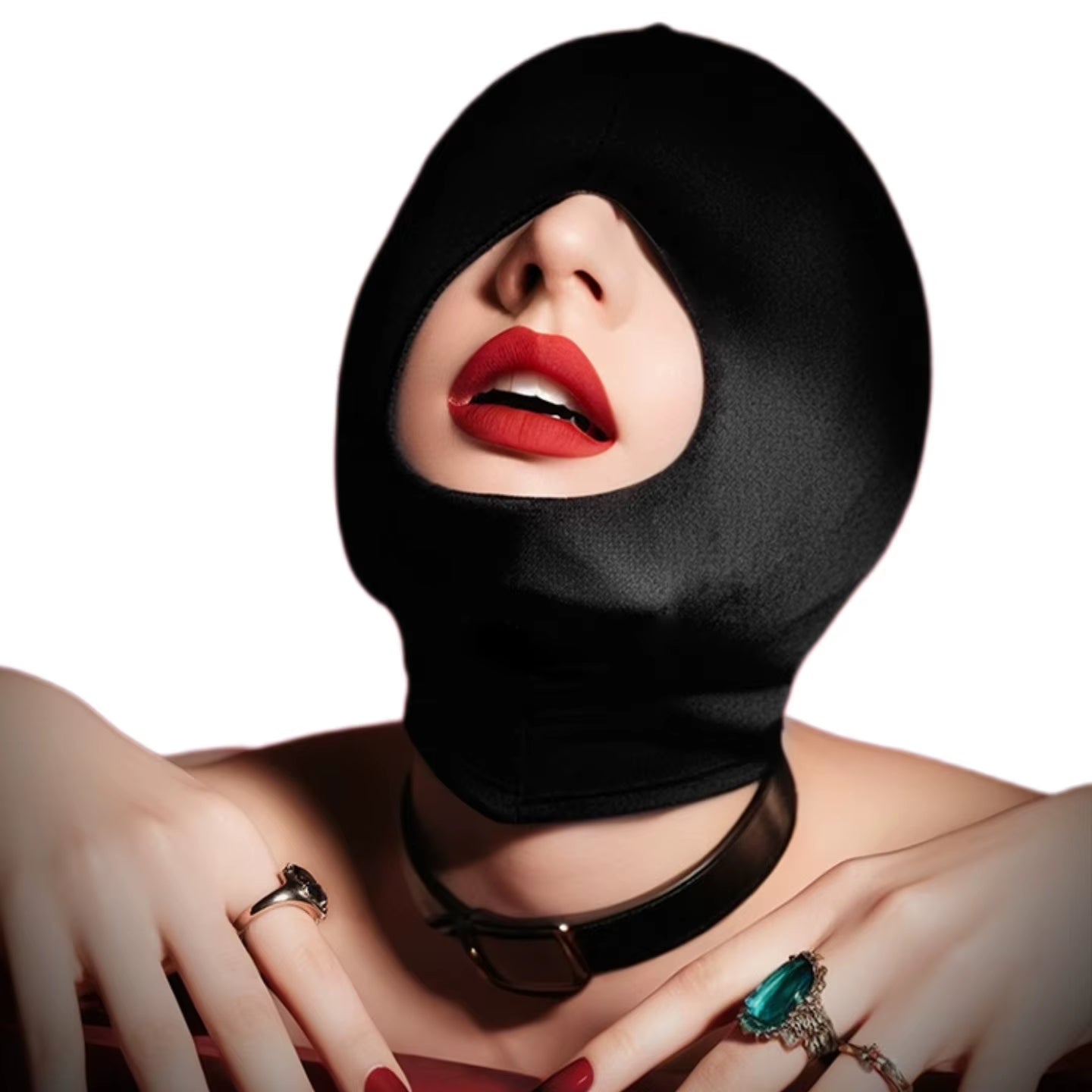 Wholesale Adult SM Sensory Hood Black Full Coverage Mask Single Mouth and Double Eye Opening Styles for BDSM Games