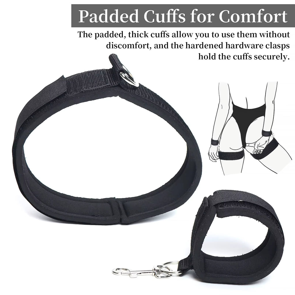 Adjustable Leg Straps Handcuffs Sex Bondage Kit Wrist and Thigh Cuffs BDSM Restraints Set for Couple Beginner SM Game Play