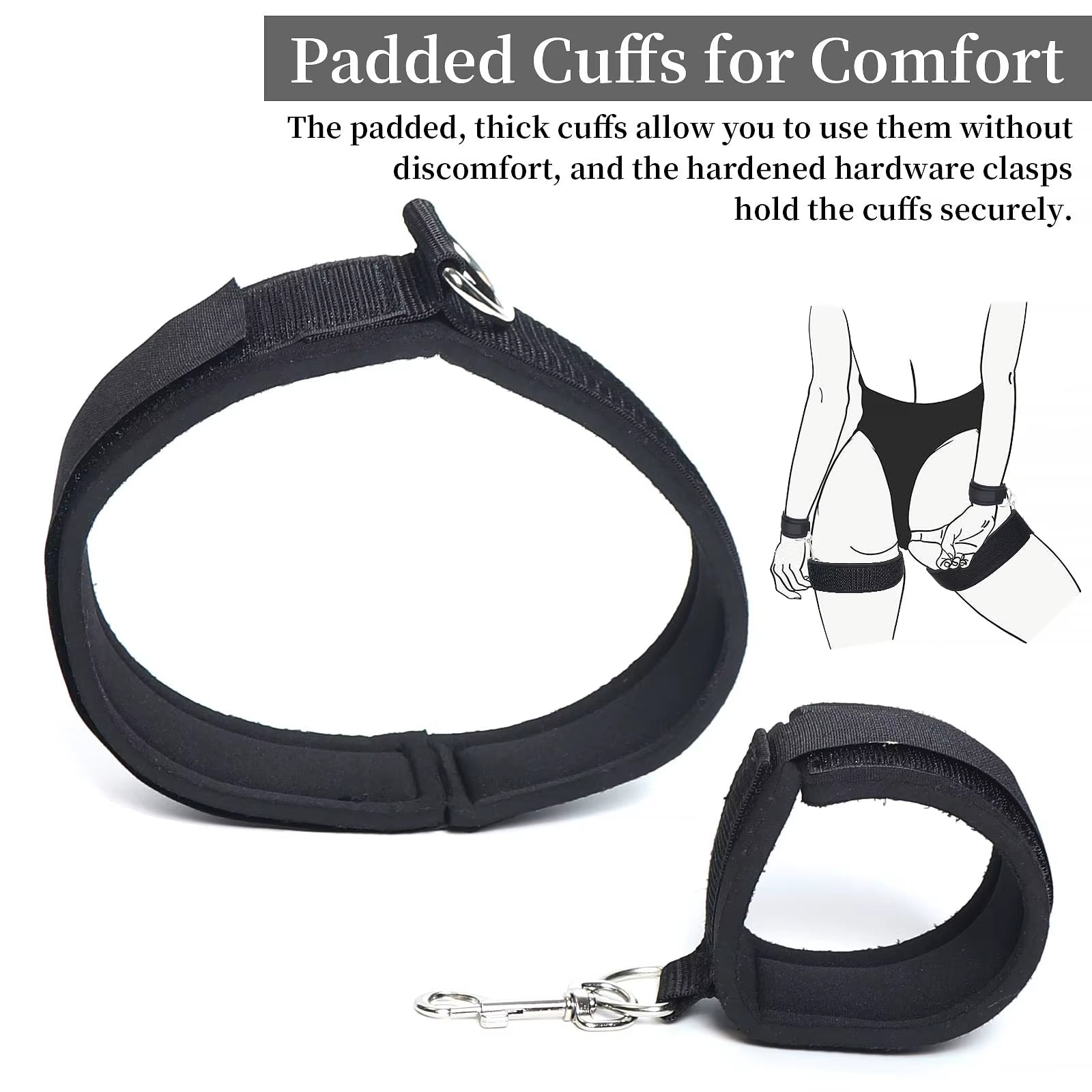 Adjustable Leg Straps Handcuffs Sex Bondage Kit Wrist and Thigh Cuffs BDSM Restraints Set for Couple Beginner SM Game Play