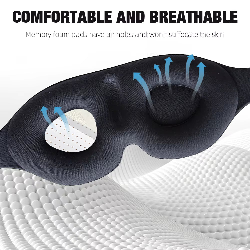 Tailored Adjustable Lightweight Comfortable Memory Foam Contoured 3D Sleep Mask Blindfold Travel Blackout Eye Mask for Sleeping