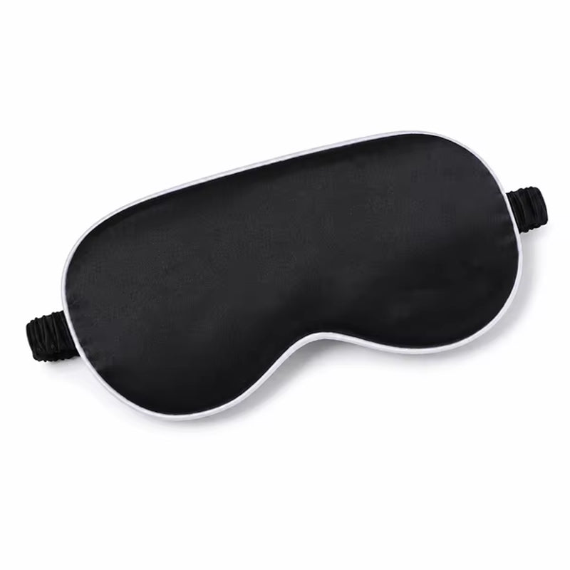 Wholesale Custom Logo Blackout Satin Sleep Eye Mask Travel Adjustable Unisex Soft Silk Blindfold for Men Women Sleep Aid