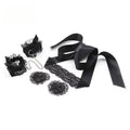 Black Lace Blindfold & Cuffs Set - Romantic Restraint Kit with Nipple Covers