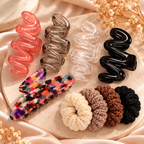 Coffret Tendance coréenne – 9 accessoires : 4 pinces vagues, 1 pince bohème, 4 élastiques